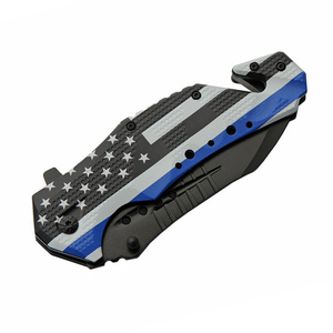 Cuchillo Plegable OEM Personalizado para Pedidos Pequeños, Hoja de 9 Pulgadas con Punta de Lanza, Línea Azul Patriótica, Bandera Americana de EE. UU., con Bloqueo Liner Lock - Product Image 3