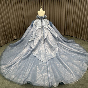 Vestidos de Quinceañera de Lujo con Pedrería y Borlas para Mujer, Modelo LSMC12, con Cola de Capilla, Antiestático - Product Image 5