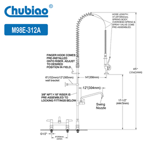 Unità di Prelavaggio Estraibile con Rubinetto Miscelatore <span class=keywords><strong>per</strong></span> <span class=keywords><strong>Cucina</strong></span> Commerciale con Beccuccio Orientabile - Product Image 3