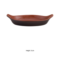 Plat de service ovale en terre cuite Vulcania 25 × 6 h cm Marron Bicolore