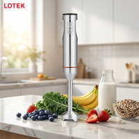 Mixeur Plongeant Électrique Multifonctionnel LOTEK avec Commande par Bouton Poussoir, Boîtier en Acier Inoxydable, 4 Lames, 21 Vitesses Variables