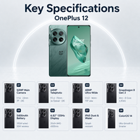 Smartphone OnePlus 12 5G Snapdragon 8 Gen 3 Layar AMOLED 6,82 Inci 120Hz Android 14 Baterai 5400mAh Pengisian Cepat 100W Tidak Terkunci 5G Ponsel OPPO