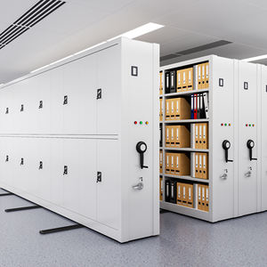 Unità di Scaffalatura Mobile Compatta in Metallo per Archiviazione Densa con Sistema di Blocco Regolabile per Archiviazione Sicura di Documenti e Esposizione - Product Image 2
