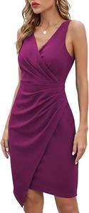 Vestido de cóctel ajustado asimétrico sin mangas con cuello en V para mujer, traje Formal de estilo corto para invitados de boda, novedad de <span class=keywords><strong>2023</strong></span> - Product Image 3
