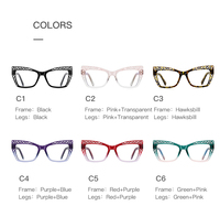 Monture de lunettes optiques anti-lumière bleue Partagas TR90 style œil de chat avec charnières à ressort et branches à broches pour femmes