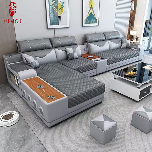 Smart Sectional Sofa Set High - Tech USB Charging Speaker Design for Home Entertainment Lounges Room Sofa