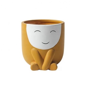 Macetas de cerámica <span class=keywords><strong>con</strong></span> diseño creativo de <span class=keywords><strong>cara</strong></span> sonriente y logotipo personalizado para plantas de interior y exterior, macetas multicolores - Product Image 6