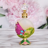 Botol Attar Mewah Isi Ulang Minyak Esensial Botol Parfum Logam Capung Batu Paten Arab Dubai 15Ml #15307