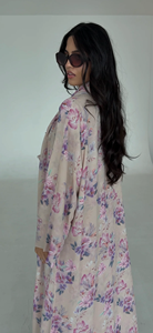 LEDUO Nueva llegada, abaya de chifón holgada de manga larga con estampado personalizado y frente abierto, estilo Dubái - Product Image 3