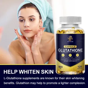 Vente en gros d'étiquette OEM 120pcs Glutathion 500mg Produit de blanchiment de la peau de beauté Capsule L-glutathion