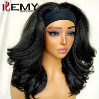Perruque bandeau KEMY HAIR, texture Yaki, boucles françaises, perruque complète, naturelle, abordable, volumineuse, en cheveux synthétiques, personnalisable pour femmes noires