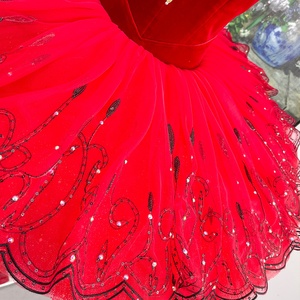 S0090 <span class=keywords><strong>Tutu</strong></span> de ballet rouge personnalisable professionnel pour adultes, en tulle rigide type pancake, costume de danse avec matériaux de qualité supérieure - Product Image 3
