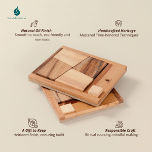 The Square Deal: Rompecabezas de madera Tangram Square Deal, juego de lógica espacial multiforma, juguete educativo de madera Monkeypod - Product Image 4