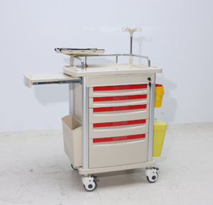 Chariot d'urgence médical multifonctionnel Hochey, structure en aluminium, acier et ABS, système <span class=keywords><strong>de</strong></span> verrouillage centralisé, roues, modèle - Product Image 4