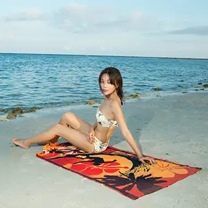 Wholesale Custom Sublimated Printed Logo Sand Free Quick Dry Swimming Pool Towel Terry Stripe Cotton Beach Towel