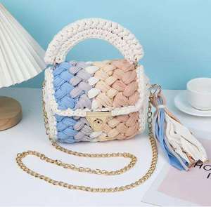 2026 Rope Crochet <strong>Bag</strong> Handmade Metal <strong>Chain</strong> Women Clutch Designer Knitting Crossbody <strong>Bags</strong> for Women Woven Chunky Knit <strong>Purse</strong> - Product Image 1