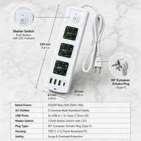 Multiprise universelle 3 voies personnalisable avec logo, colorée, prise EU, rallonge avec 3 ports USB à charge rapide, 2m, 110-250V