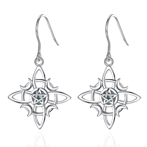 Pendientes Colgantes Changda <span class=keywords><strong>de</strong></span> Plata <span class=keywords><strong>de</strong></span> Ley 925 con Nudo Celta Irlandés, Nudo <span class=keywords><strong>de</strong></span> la Madreperla, Triquetra, Magia Wicca y Nudo <span class=keywords><strong>de</strong></span> <span class=keywords><strong>Brujas</strong></span> para Halloween - Product Image 1