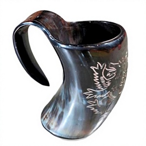 Auténtica Jarra Vikinga Hecha a Mano y Ecológica, Jarra de Cerveza de Cuerno de Búfalo Natural y Jarra de Cerveza Auténtica FAIZA CRAFT FC-7697 - Product Image 1