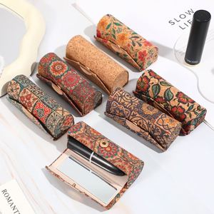 Vintage Floral <b>Lipstick</b> Case with Mirror Women's <b>Lipstick</b> Organizer Cosmetic Storage Case Mini <b>Lipstick</b> Box - Product Image 2