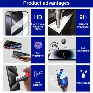 Protectores de Pantalla de Vidrio Templado con Privacidad y Anti-Impactos 9H al por Mayor para <span class=keywords><strong>iPhone</strong></span> 15 14 13 <span class=keywords><strong>12</strong></span> 11 X XR XS Pro Max Plus Mini - Product Image 6