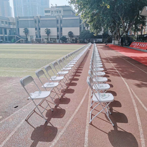 الأكثر مبيعاً فولاذ من الحديد المطاوع المريح القابل للتكديس في الهواء الطلق من مادة pp راتنج أبيض بلاستيك مستعمل لحفلات الزفاف والحفلات والحدائق - Product Image 3