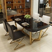 Ensemble de table de salle à manger de luxe nordique moderne 4 chaises pieds de table à manger ronds en verre ensemble de table à manger rond en acier inoxydable doré