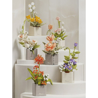 Nouvelles fleurs en blocs de construction chinois, style libre, fleurs éternelles, esthétique zen, modèle de construction, décoration de bureau pour salon de thé, OEM