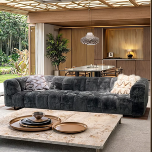 मूल डिजाइन लक्जरी सोफे शीर्ष-अनाज फर चमड़े के साथ उच्च-लचीलापन फोम के साथ रूसी लार्च लकड़ी फ्रेम समकालीन शैली - Product Image 1