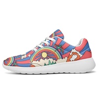 Chaussures de golf formelles personnalisées, motif arc-en-ciel montagne, maille respirante, légères, été/printemps, design personnalisé, pour la marche quotidienne