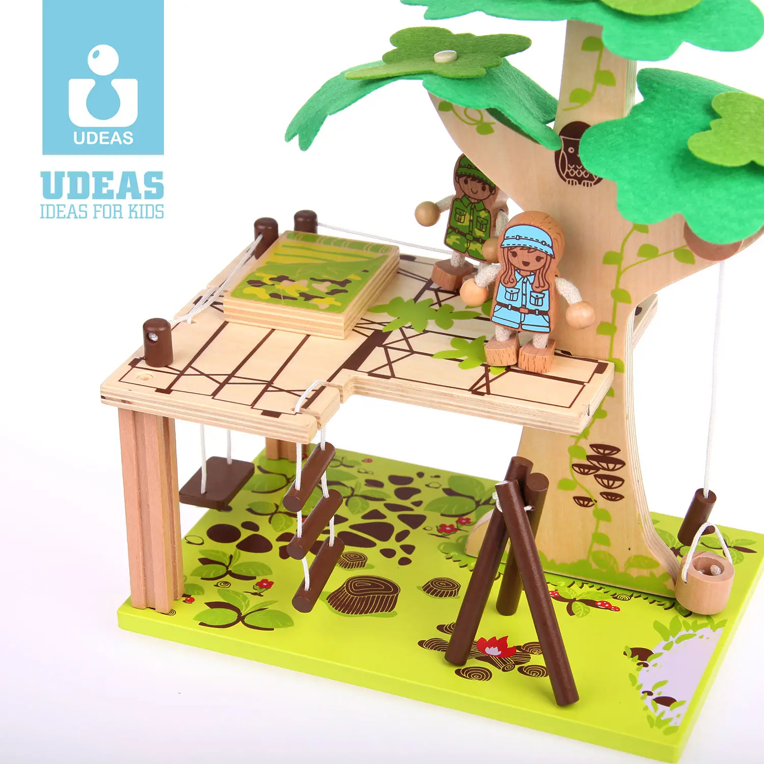 ชุดบล็อกตัวต่อของเล่นเพื่อการศึกษา,บล็อกไม้ทำมือเพื่อการศึกษาบ้านต้นไม้DIYสำหรับเล่นติ๊งต่างและของขวัญ