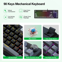 Clavier mécanique USB filaire avec bouton rotatif, 3 modèles mixtes, en stock usine, vente chaude, vente en gros, pour jeux et bureau