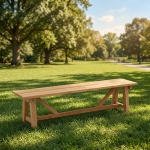 Outdoor Wooden Patio <b>Bench</b> Rustic Modern Design Durable Solid Wood 4 Person Seating for Park Garden Use - Product Image 1