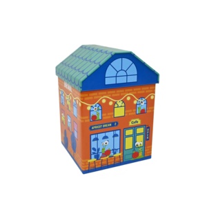 House Shaped Detachable Lid <b>Tin</b> Box Food Grade Tinplate Cookie Candy Gift Storage <b>Tin</b> Can for Kids Holiday Present Packaging - Product Image 3