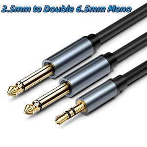 Câble audio Jack 3,5 mm vers double 6,5 mm, câble auxiliaire double 6,35 mm mâle TRS <span class=keywords><strong>pour</strong></span> <span class=keywords><strong>iPod</strong></span>, haut-parleur stéréo, câble audio mono 3,5 vers 6,5 - Product Image 2