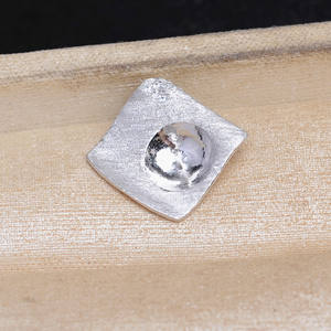 Base Hueca para Colgante Cuadrado Esmerilado de Plata S925 Wenchi, Tamaño 10-12mm, Accesorios DIY para Joyería de Perlas, Fornituras de Joyería con Hebilla 13490 - Product Image 2