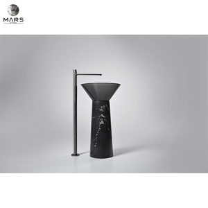 Évier en marbre noir naturel sur pied, style artistique, pour salle de bains ou hôtel, pièce d'<span class=keywords><strong>occasion</strong></span> - Product Image 4