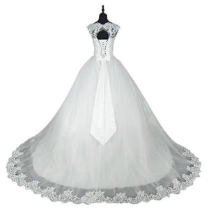 White Ball Gown Wedding Dress Sweetheart Neckline Natural Waist Cut Out Detail Polyester Fabric - Product Image 4