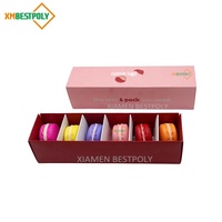 Boîte d'emballage alimentaire en papier de qualité alimentaire pour 6 macarons, boîte à tiroir coulissant avec insert séparateur, logo personnalisé