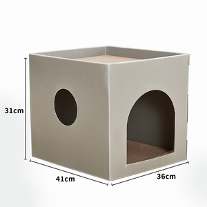 Cama corrugada de alta calidad para mascotas, <span class=keywords><strong>venta</strong></span> directa de fábrica, patrón sólido barato, cama para gatos, cueva, forma cuadrada, embalaje de cartón - Product Image 6