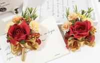 AYOYO OEM personnalisé garçons d'honneur corsage fleur satin ruban cadeau décoration fleur roses pour mariage