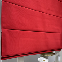 Rideaux plissés romains modernes élégants en tissu polyester/rayonne/lin rouge occultant avec cantonnière intégrée à cordon perlé, orange