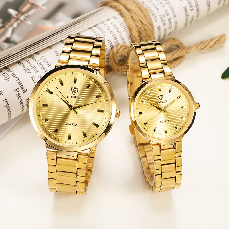 Wholesale high quality couples luxury gold quartz Wrist watches