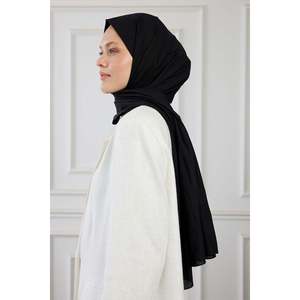 Écharpe en coton pur noir tricotée - Product Image 2