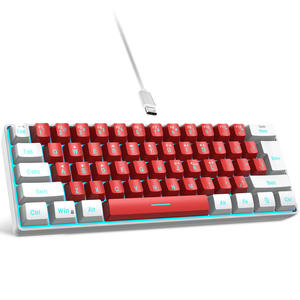 61keys Usb Mechanical White V700 <b>Mini</b> Wired Backlit 60% Membrane Gaming <b>Keyboard</b> Compact RGB for PC Laptop Gamers - Product Image 1