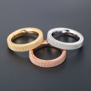 Men's And Women's <b>Titanium</b> Steel Mesh <b>Ring</b> Three Color Geometric Fashion Hollow Out Unisex Jewelry Gift SA764 - Product Image 4
