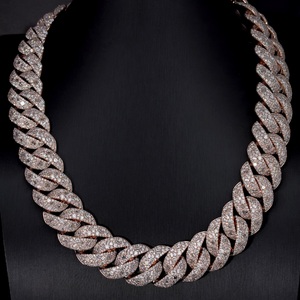 Diverse luxe moissanite sieraden Miami Cuban chain ketting 22mm Hip Hop stijl 925 zilver moissanite Cuban link ketting - Product Image 1