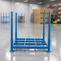 Étagère empilable en acier thermolaqué à quatre poteaux détachable, compatible chariot élévateur, pour stockage en entrepôt