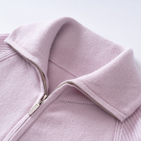 Pull en cachemire 100% personnalisé pour femme, col zippé, tricoté, décontracté, épais, pour l'automne