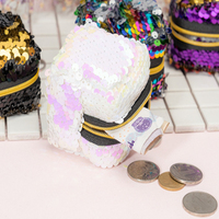 Nouveau mini sac à main à paillettes pour femme, petit sac de rangement, porte-monnaie pour enfants, porte-monnaie à sequins tridimensionnel bicolore, porte-clés